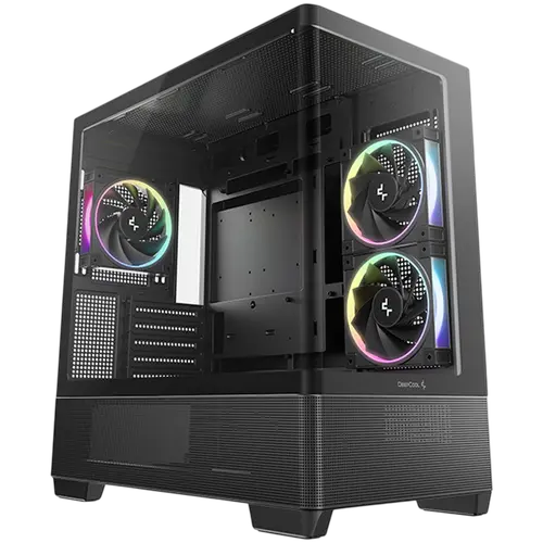 DeepCool CG380U-3F, Mid Tower, Mini-ITX/Micro-ATX(Rear Connector), 2xUSB3.0, 1xUSB Type-C, 1xAudio, 3x120mm Pre-Installed ARGB Fans, Tempered Curved Glass, Mesh Panel, Black, 2Y, R-CG380U-BKAGM3-G