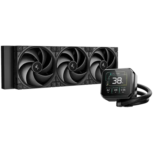 DeepCool SPARTACUS 420, 420mm CPU Liquid Cooler, 3x140mm PWM Fans, 3.4'' IPS LCD Screen, Black, LGA1851/1700, AMD AM5/AM4, 5Y, R-SPT420-BKDSMP-G-1