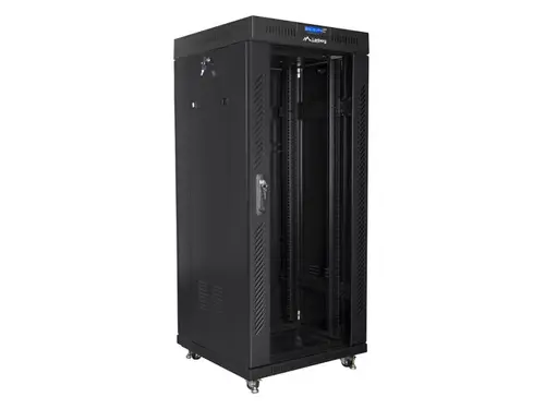 Комуникационен шкаф, Lanberg rack cabinet 19" free-standing 27U / 600x600 self-assembly flat pack with glass door LCD, black Комуникационен шкаф, Lanberg rack cabinet 19" free-standing 27U / 600x600 self-assembly flat pack with glass door LCD, black