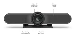 Уебкамера, Logitech MeetUp Confererence Solution, Ultra HD 4K 30 fps, Up To 6 Seats, Super Wide 120°, Motorized PT, RightSight, RightLight, RightSound, 5x HD Zoom, Black
