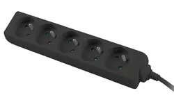 Разклонител, Lanberg power strip 3m, 5 socket,s french quality-grade copper cable, black