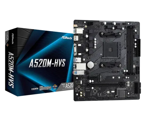 Дънна платка ASRock A520M-HVS, Socket AM4, mATX