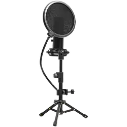 LORGAR Voicer 721, Gaming Microphone, Black, USB condenser microphone with tripod stand, pop filter, including 1 microphone, 1 Height metal tripod, 1 plastic shock mount, 1 windscreen cap, 1,2m metel type-C USB cable, 1 pop filter, 154.6x56.1mm