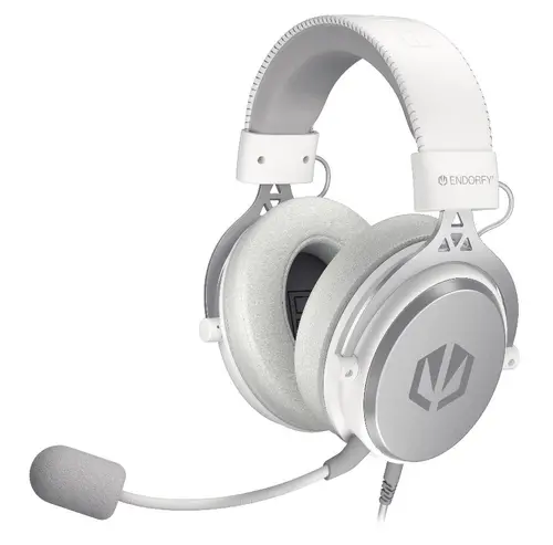 Endorfy Viro Plus USB Onyx White Gaming Headset, 53mm Driver, Memory Foam, USB 7.1 Sound Card, Detachable Microphone, Extra Earpads, 3.5mm Audio Jack, 2 Year Warranty