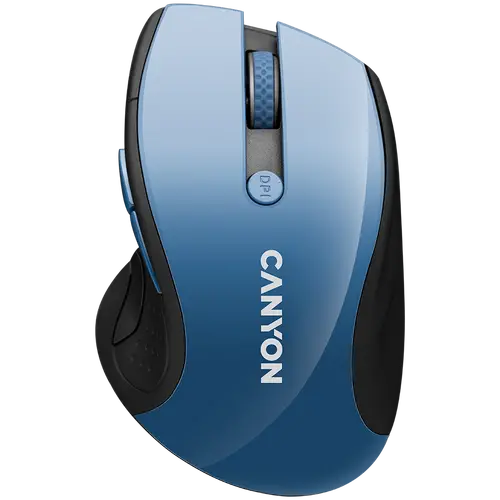 CANYON 2.4Ghz wireless mouse, optical tracking - blue LED, 6 buttons, DPI 1000/1200/1600, Blue Gray pearl glossy