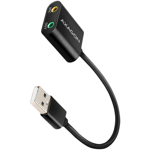 Axagon USB sound card with 15 cm cable and metal body.