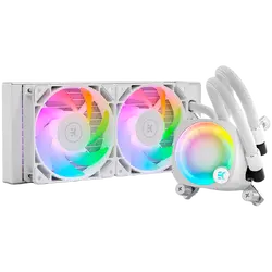 EK-Nucleus AIO CR240 Lux D-RGB - White, 2x EK-FPT FAN 120 D-RGB PWM fans, Rotatable ARGB Pump Top, Intel Sockets LGA: 1150, 1151, 1155, 1156, 1200, 1700, 2011, 2011-3, 2066, AMD Sockets: AM4, AM5, 5 Year Warranty