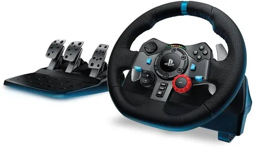 Волан, Logitech G29 Driving Force Racing Wheel, PlayStation 4, PlayStation 3, PC, 900° Rotation, Dual Motor Force Feedback, Adjustable Pedals, Leather Волан, Logitech G29 Driving Force Racing Wheel, PlayStation 4, PlayStation 3, PC, 900° Rotation, Dual Motor Force Feedback, Adjustable Pedals, Leather