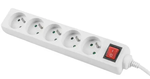 Разклонител, Lanberg power strip 3m, 5 sockets, french with circuit breaker quality-grade copper cable, white