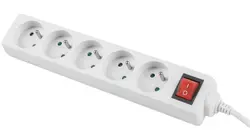 Разклонител, Lanberg power strip 3m, 5 sockets, french with circuit breaker quality-grade copper cable, white