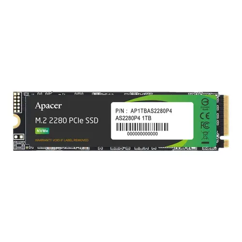 Твърд диск, Apacer AS2280P4 M.2 PCIe 1TB, Standard (Single)