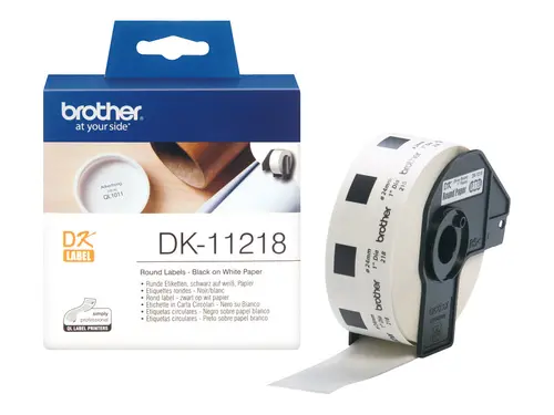 Консуматив, Brother DK-11218 Round Paper 1" label 24mm x 24mm x 1000 (Black on White) Консуматив, Brother DK-11218 Round Paper 1" label 24mm x 24mm x 1000 (Black on White)