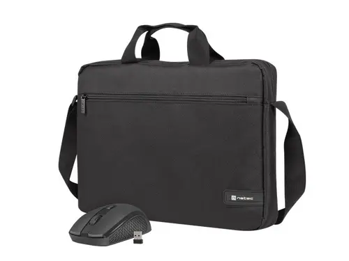 Комплект, Natec laptop bag WALLROO 2 15.6" with wireless mouse Black