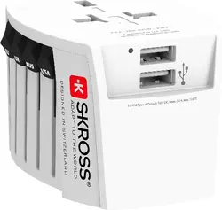 Адаптер SKROSS PRO MUV 2 x USB-A, 1.302960, World, Бял