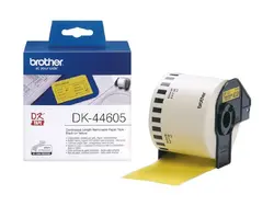 Консуматив, Brother DK-44605 Yellow Continuous Length Removable Paper Tape, 62mmx30.48m, Black on Yellow