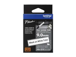 Консуматив, Brother HSe-221E 9mm Black on White Heat Shrink Tape