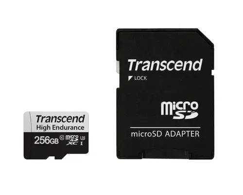 Памет, Transcend 256GB micro SD w/ adapter U3, High Endurance Памет, Transcend 256GB micro SD w/ adapter U3, High Endurance