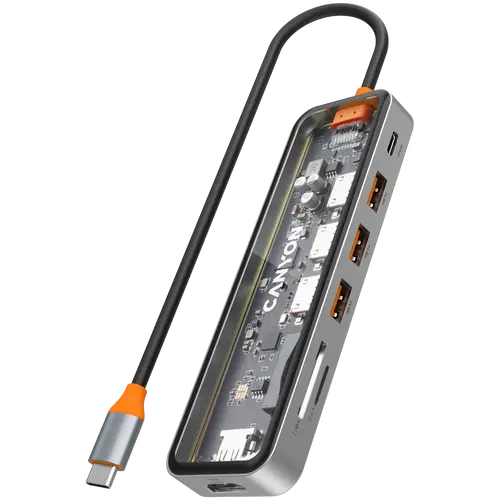 CANYON hub DS-13 7in1 4k USB-C Transparent Space Grey