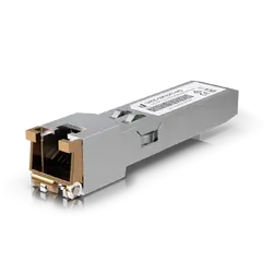 Ubiquiti UACC-CM-RJ45-MG SFP+ to RJ45 adapter, 1/2.5/5/10 GbE is a RJ45 transceiver that can be inserted into an SFP port in order to connect a copper Ethernet cable