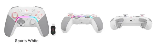 Геймърски контролер A4tech Bloody GPW70, Жичен и безжичен, RGB, Бял