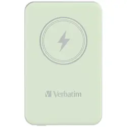 Външна батерия, Verbatim MCP-5GN Power Pack 5000 mAh with UBS-C PD 20W / Magnetic Wireless Charging 15W Green