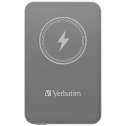 Външна батерия, Verbatim MCP-5GY Power Pack 5000 mAh with UBS-C PD 20W / Magnetic Wireless Charging 15W Grey