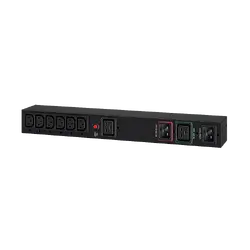 1U Rackmount ръчен байпасен превключвател PDU, 16А; 1x C19/6x C13 изхода; MBP20HVIEC6A