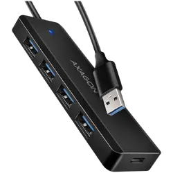 AXAGON HUE-C1A 4x USB3.2 Gen 1 Travel hub, USB-C power IN, w. 20cm Type-A cable