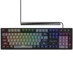 LORGAR Azar 514, Wired mechanical gaming keyboard, RGB backlight, 1680000 colour variations, 18 modes, keys number: 104, 50M clicks, linear dream switches, spring cable up to 3.4m, ABS plastic+metal, magnetic cover, 450*136*39mm, 1.17kg, black, EN layout