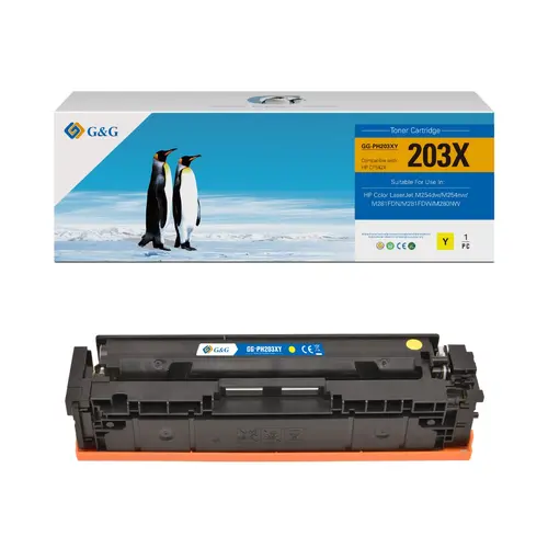 КАСЕТА ЗА HP Color Laserjet M254dw/M254nw/Color Laserjet M281FDN/M281FDW/M280NW - HIGH CAPACITY - /203X/ - Yellow - CF542X - PN NT-PH203XY - G&G