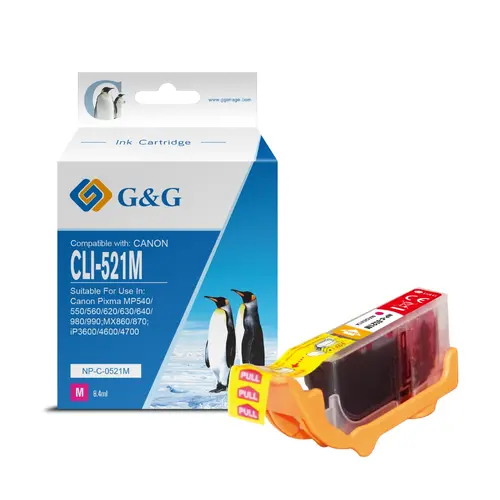 ГЛАВА ЗА CANON PIXMA iP 3600/4600/MP 540/620/630/980 - Magenta - ink tank - WITH CHIP / С ЧИП  - /521/ - CLI-521M (CLI521M) - 2935B001AA - PN NC-R00521M/C - G&G