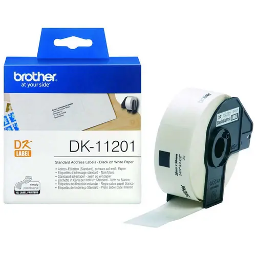 ЛЕНТА ЗА ЕТИКЕТНИ ПРИНТЕРИ BROTHER ТИП QL - STANDARD ADDRESS LABEL - 29 mm x 90 mm x 400 - PN DK11201 (DK-11201)