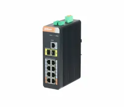 Комутатор Dahua PFS3210-8GT-DP, 8GE PoE+, 4GE, IP40, индустриален
