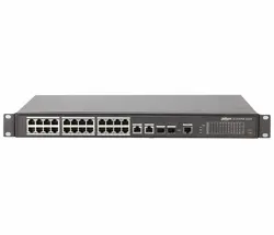 Комутатор Dahua PFS4226-24ET-240, 24FE PoE+2GE SFP(combo), Hi-PoE, Web, 240W