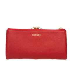 Дамско портмоне цвят Наситено червено със златен обков - ROSSI