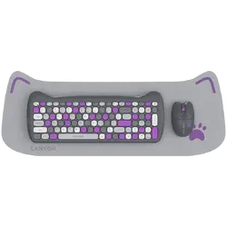 CANYON HSET-W6 EN Keyboard+Mouse Kitty Edition AAA+АА Wireless Violet