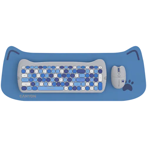 CANYON HSET-W6 EN Keyboard+Mouse Kitty Edition AAA+АА Wireless Blue