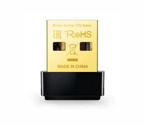Безжичен адаптер TP-LINK Archer T2U Nano, AC600, двулентов,USB 2.0, вгр. антена