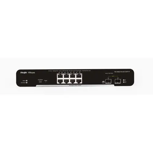 Комутатор Ruijie RG-NBS3100-8GT2SFP-P, 8xGbe, 2xSFP, PoE+, 125W, L2, настолен