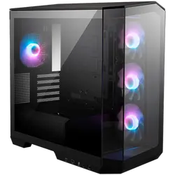 MSI MAG PANO M100R PZ, Micro - ATX Tower, M-ATX(Back-connect supported) / ITX, 1x USB 3.2 Gen 1 Type-A, 1xUSB 3.2 Gen2x2 Type- C, 1x Audio/1x Mic, LED Switch Loop Button, Power Button, 4x 120mm ARGB Fans, 270-degree panoramic tempered glass