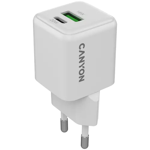 CANYON charger CU20AC GaN 20W 1xPD 1xQC EU White