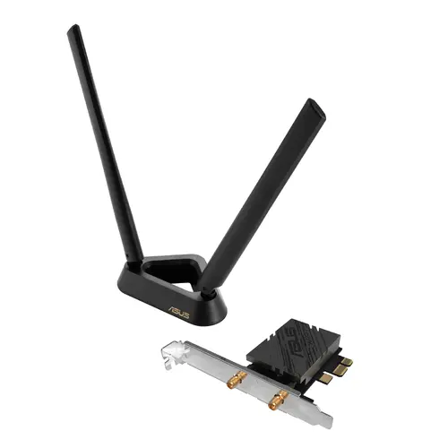 Адаптер, Asus PCI-E Adapter, PCE-BE92BT, BE9400, Tri-Band, Bluetooth 5.4, magnetized base, WPA3, OFDMA, MLO, only compatible with lntel motherboards, Black