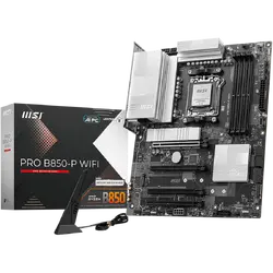 MSI PRO B850-P WIFI, ATX, Socket AM5, 4x DDR5 Dual Channel DDR5 up to 8200(OC)MHz, 4x PCIe 3.0 16 slots, 3x M.2 slots, 4x USB 2.0, 1x USB 5Gbps, 1x USB 10Gbps, 2x USB 10Gbps Type-C, HDMI, 7.1 HD Audio, 5G LAN, WiFI 7, BT, 3Y