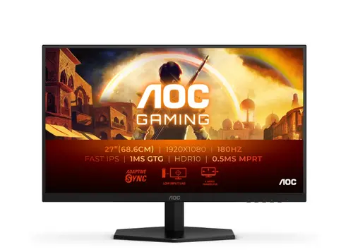Монитор, AOC 27G42E, 27" Fast IPS WLED, 1920x1080@180Hz, 1ms GtG, 0.5ms MPRT, 300cd m/2, 1000:1, 80M:1 DCR, Adaptive Sync, FlickerFree, Low Blue Light, Tilt, HDMI, DP