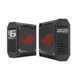 Меш система, Asus Gaming Mesh WiFi system, ROG Rapture GT6 2PK, AX10000,Tri-Band, up to 540m2, Tri-Core 1.7GHz CPU, 256MB/512MB Flash/RAM, 2.5G port, AiProtection Pro, Adaptive QoS, VPN server/client, IPTV, OFDMA, MU-MIMO, Beamforming, Link Aggregation, AiMesh, Black