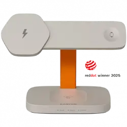 CANYON Wireless Charging Station Hexagon 310 3in1 LightGrey/Orange