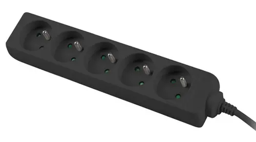 Разклонител, Lanberg power strip 1.5m, 5 sockets, french quality-grade copper cable, black