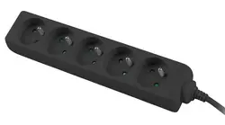 Разклонител, Lanberg power strip 1.5m, 5 sockets, french quality-grade copper cable, black