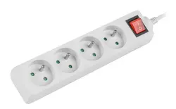 Разклонител, Lanberg power strip 1.5m, 4 sockets, french with circuit breaker quality-grade copper cable, white