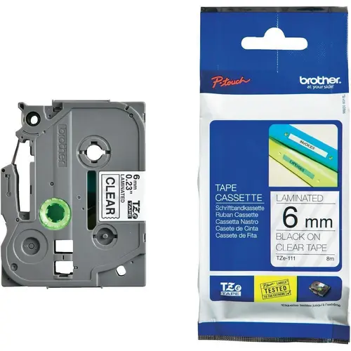 Консуматив, Brother TZe-111 Tape Black on Clear, Laminated, 6mm - Eco Консуматив, Brother TZe-111 Tape Black on Clear, Laminated, 6mm - Eco